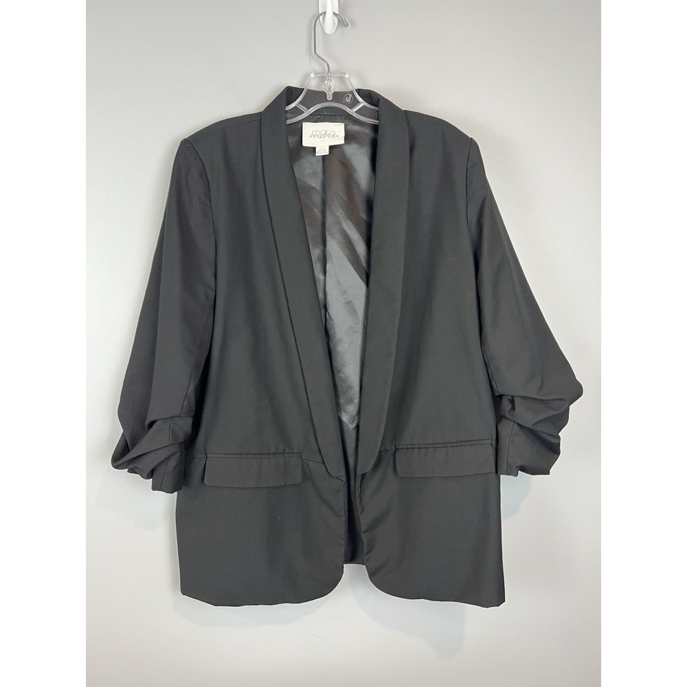 Mare Mare Boyfriend Blazer Size Large Black Cinch Sleeve Open Front